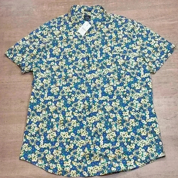 J Crew slim flex washed floral button down size XL - Picture 1 of 5